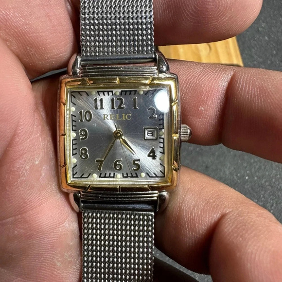 Relic Ladies Quartz Watch Date Just Squared Silver/Gold Tone Working ZR-33023 - Picture 1 of 8